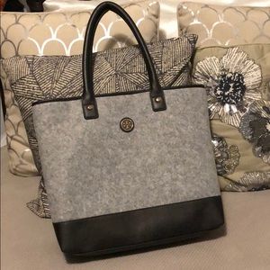 Large wool grey and leather Tory Burch Bag